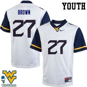 Youth West Virginia Mountaineers NCAA #27 E.J. Brown White Authentic Nike Stitched College Football Jersey MZ15V48KQ